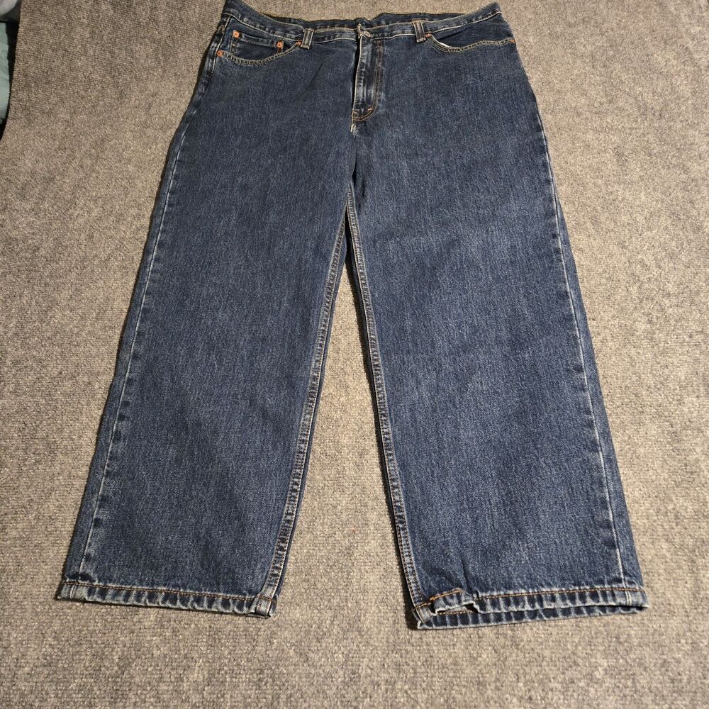 Levis Denim Jeans 550 Mens Size 42x29 Blue Dark Wash Slight Taper EUC Casual